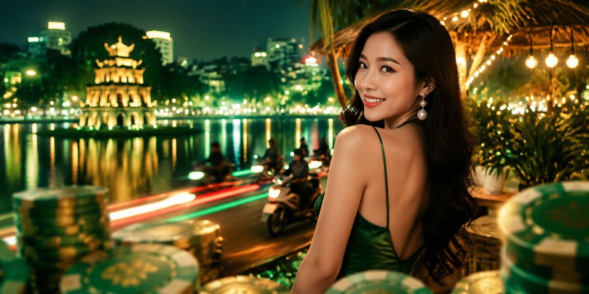 Không khí cá cược thể thao và giải trí neon về đêm tại Hà Nội
